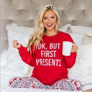 Pink Lily Christmas Presents Graphic Sweatshirt